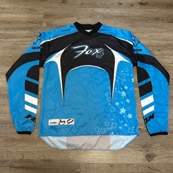 Fox Racing Other - Fox Racing Mens Blue Black Star Print Long Sleeve Motocross Jersey Small